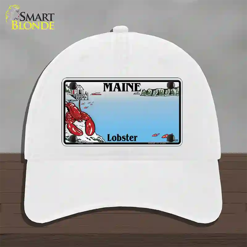 Maine Lobster Blank Novelty License Plate Hat Unconstructed Cotton / White