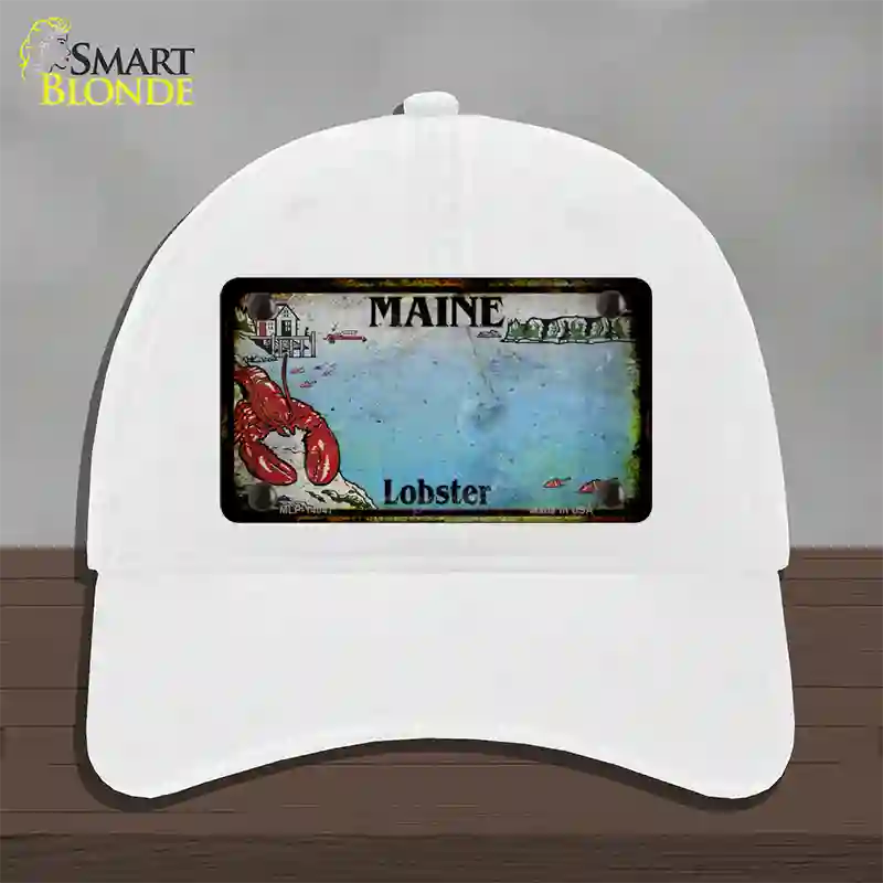 Maine Lobster Blank Rusty Novelty License Plate Hat Unconstructed Cotton / White