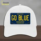 Go Blue Michigan Blue Novelty License Plate Hat Unconstructed Cotton / White