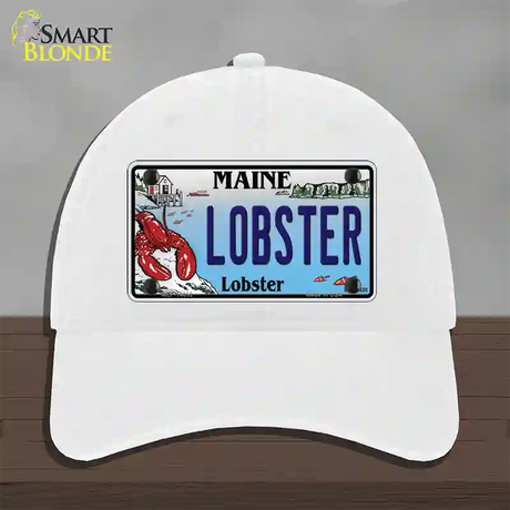 Lobster Maine Lobster Novelty License Plate Hat Unconstructed Cotton / White