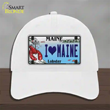 I Heart Maine Lobster Novelty License Plate Hat Unconstructed Cotton / White