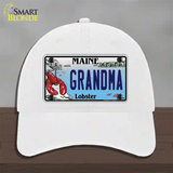 Grandma Maine Lobster Novelty License Plate Hat Unconstructed Cotton / White