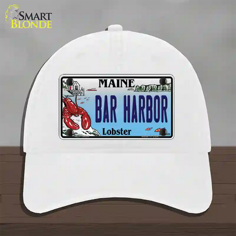 Bar Harbor Maine Lobster Novelty License Plate Hat Unconstructed Cotton / White