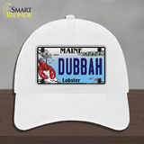 Dubbah Maine Lobster Novelty License Plate Hat Unconstructed Cotton / White