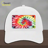 Red Swirl Tie-Dye Novelty License Plate Hat Unconstructed Cotton / White