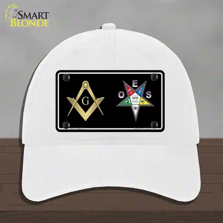 Free Mason OES Novelty License Plate Hat Unconstructed Cotton / White