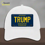 Trump Michigan Blue Novelty License Plate Hat Unconstructed Cotton / White