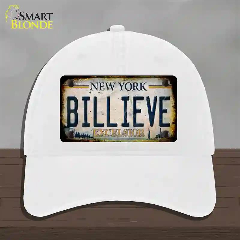 Billieve Excelcior New York Novelty License Plate Hat Unconstructed Cotton / White