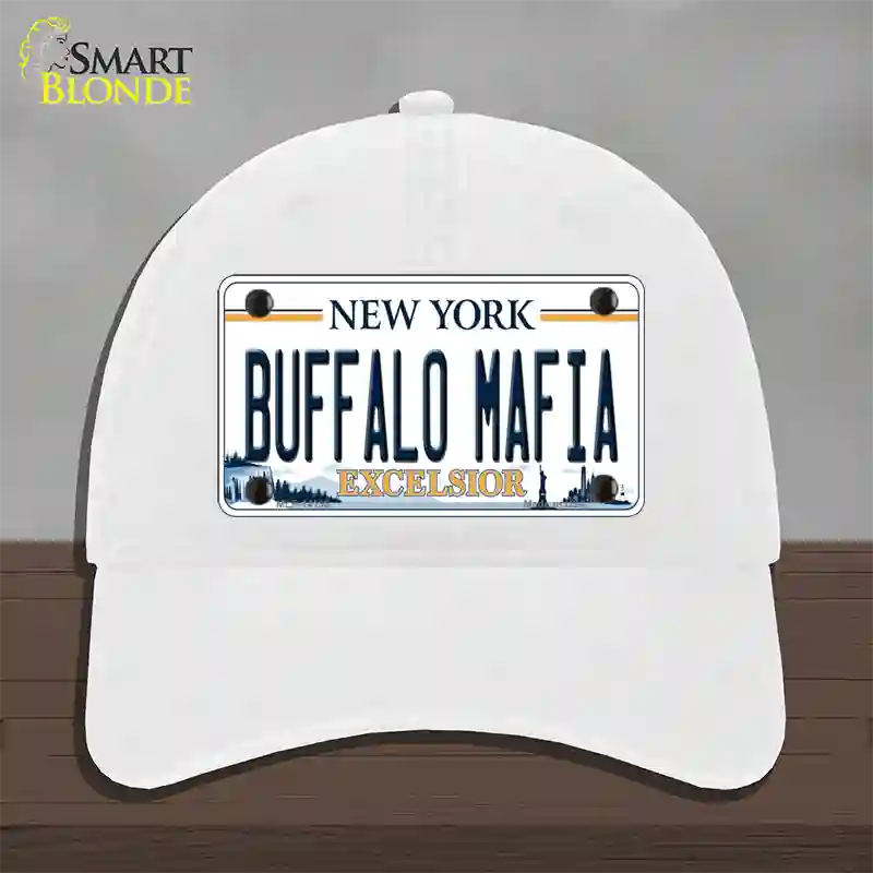 Buffalo Mafia New York Excelsior Novelty License Plate Hat Unconstructed Cotton / White