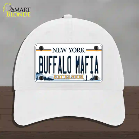 Buffalo Mafia New York Excelsior Novelty License Plate Hat Unconstructed Cotton / White