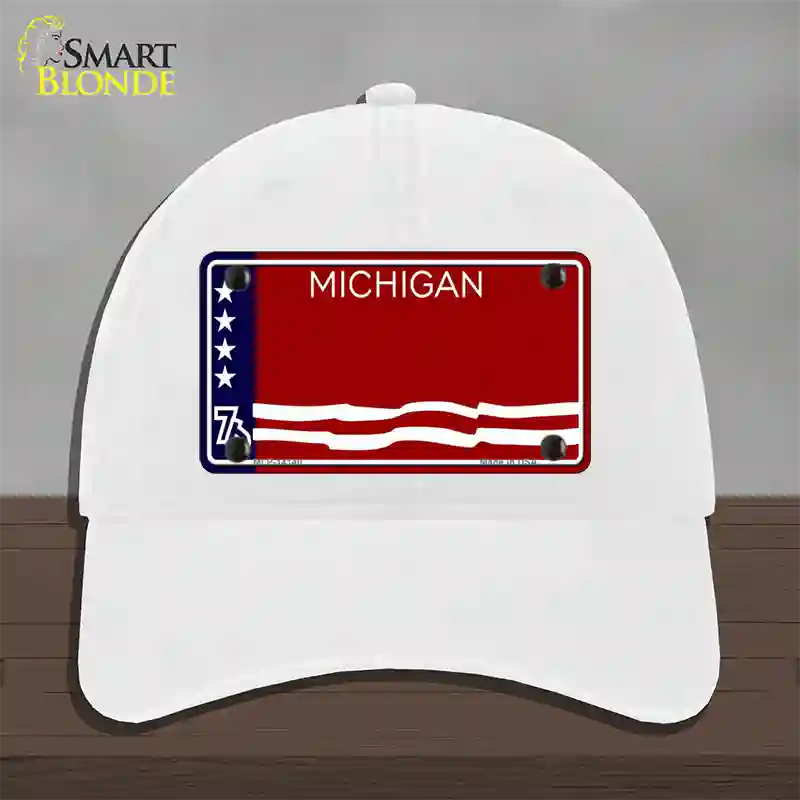 Michigan Bicentennial 76 State Blank Novelty License Plate Hat Unconstructed Cotton / White