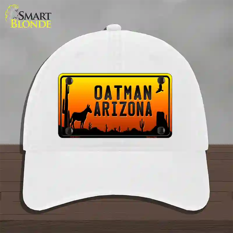 Oatman Arizona Scenic Background Novelty License Plate Hat Unconstructed Cotton / White