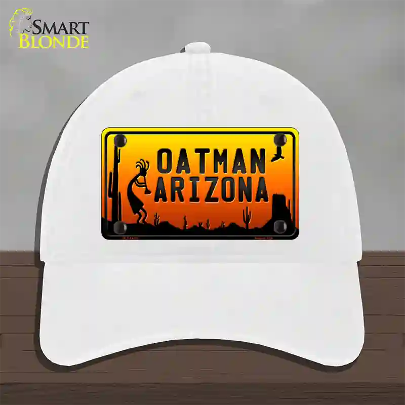 Oatman Kokopelli Arizona Scenic Background Novelty License Plate Hat Unconstructed Cotton / White