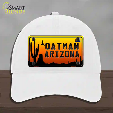 Oatman Flag Arizona Scenic Background Novelty License Plate Hat Unconstructed Cotton / White