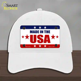 Made in the USA Novelty License Plate Hat Unconstructed Cotton / White