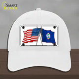 Guam Crossed US Flag Novelty License Plate Hat Unconstructed Cotton / White