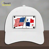 Panama Crossed US Flag Novelty License Plate Hat Unconstructed Cotton / White