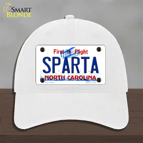 Sparta North Carolina Novelty License Plate Hat Unconstructed Cotton / White