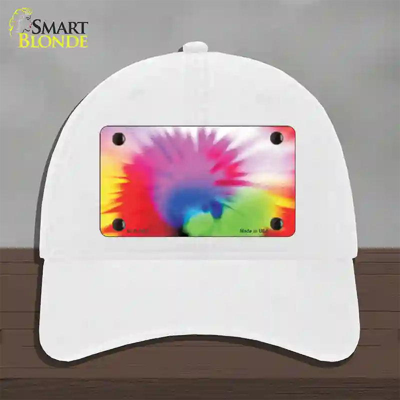 Pink Tie-Dye Novelty License Plate Hat Unconstructed Cotton / White