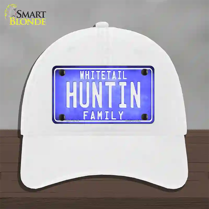 Huntin Family Novelty License Plate Hat Unconstructed Cotton / White