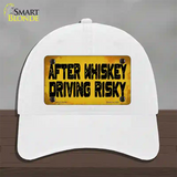 After Whiskey Driving Risky Novelty License Plate Hat Unconstructed Cotton / White