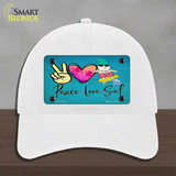 Peace Love Surf Novelty License Plate Hat Unconstructed Cotton / White