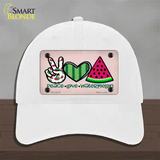 Peace Love Watermelon Novelty License Plate Hat Unconstructed Cotton / White