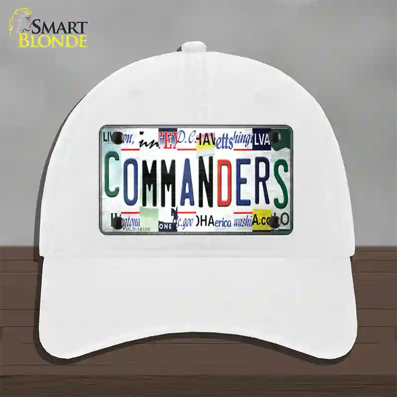 Commanders Strip Art Novelty License Plate Hat Unconstructed Cotton / White