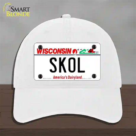 Skol Wisconsin Novelty License Plate Hat Unconstructed Cotton / White