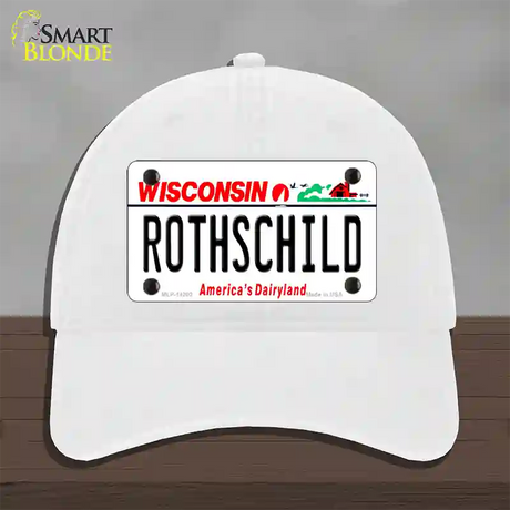 Rothschild Wisconsin Novelty License Plate Hat Unconstructed Cotton / White