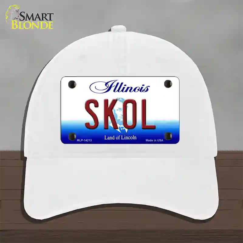 Skol Illinois Novelty License Plate Hat Unconstructed Cotton / White