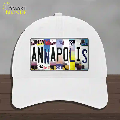 Annapolis Strip Art Novelty License Plate Hat Unconstructed Cotton / White