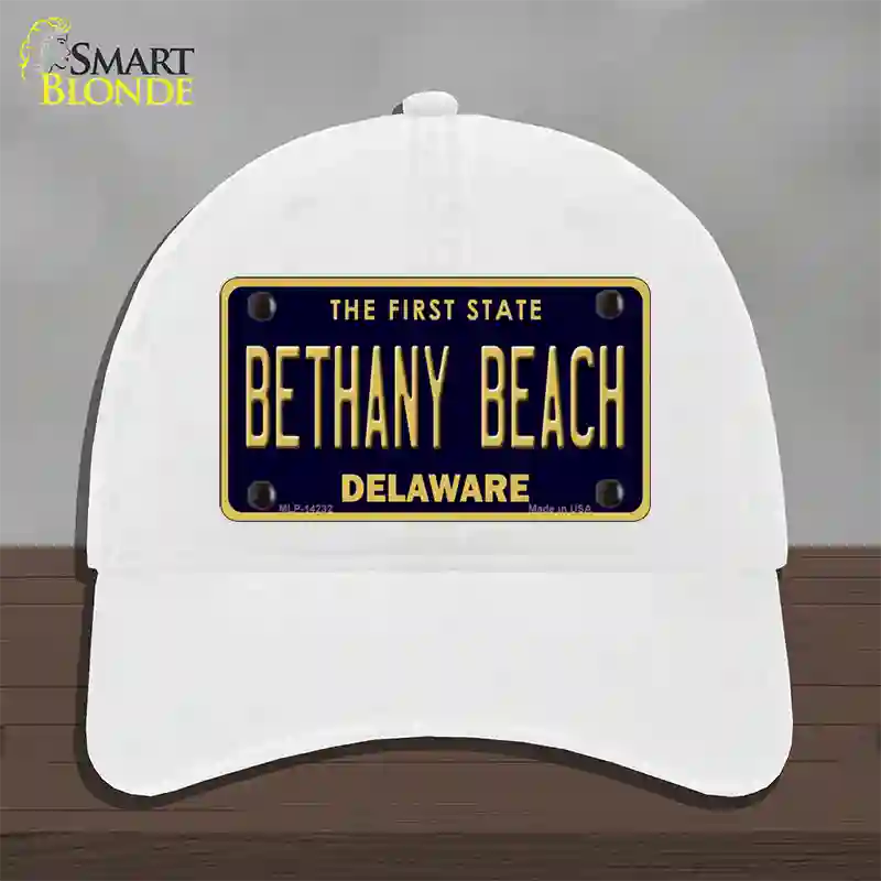 Bethany Beach Delaware Novelty License Plate Hat Unconstructed Cotton / White