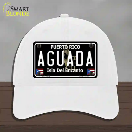 Aguada Puerto Rico Black Novelty License Plate Hat Unconstructed Cotton / White