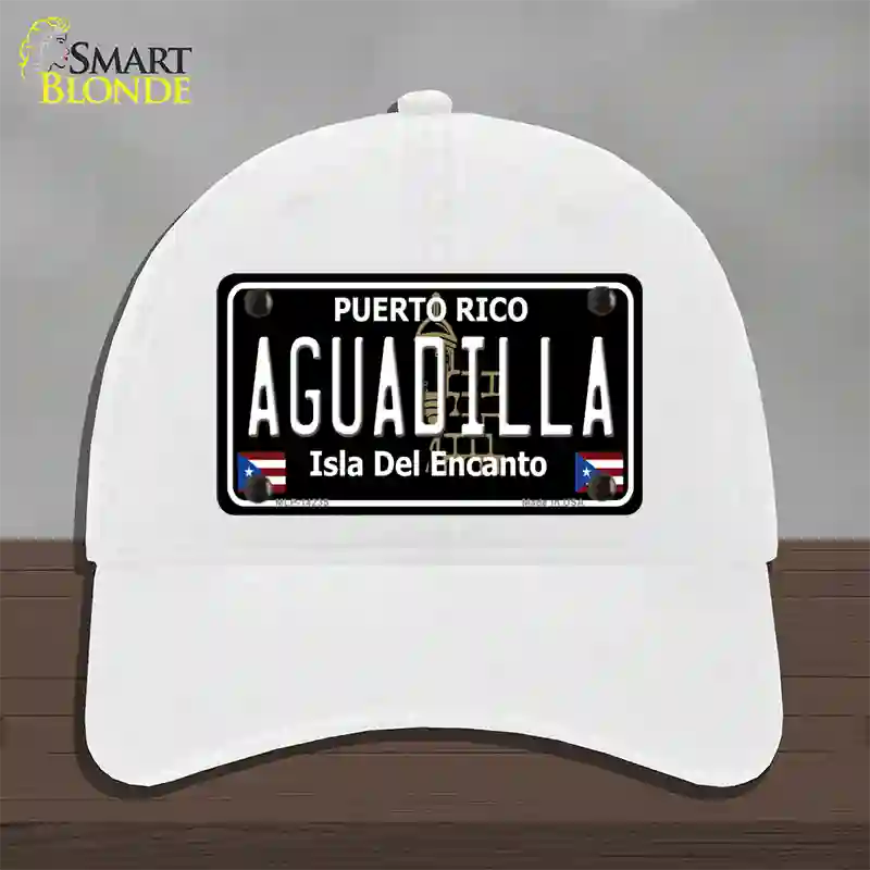 Aguadilla Puerto Rico Black Novelty License Plate Hat Unconstructed Cotton / White