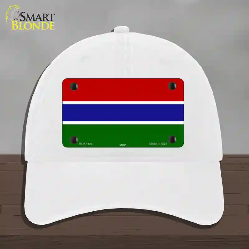 Gambia Flag Novelty License Plate Hat Unconstructed Cotton / White