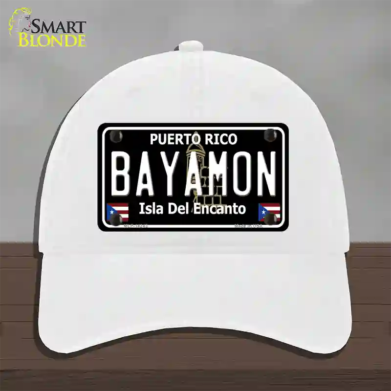 Bayamon Puerto Rico Black Novelty License Plate Hat Unconstructed Cotton / White