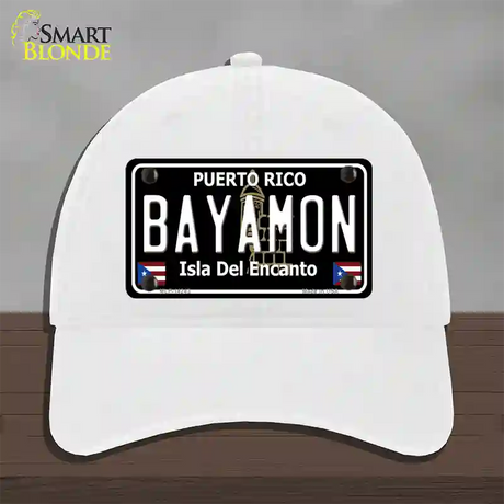 Bayamon Puerto Rico Black Novelty License Plate Hat Unconstructed Cotton / White