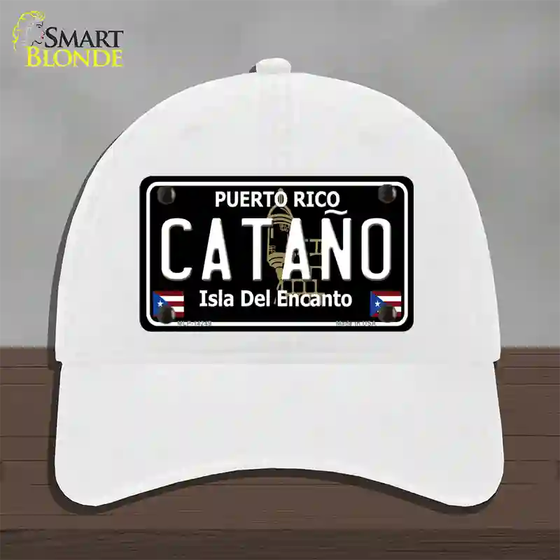 Catano Puerto Rico Black Novelty License Plate Hat Unconstructed Cotton / White