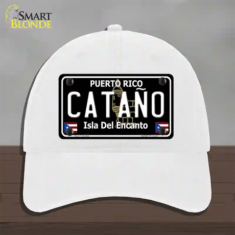 Catano Puerto Rico Black Novelty License Plate Hat Unconstructed Cotton / White