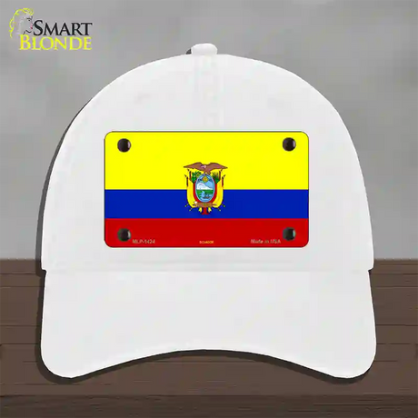 Ecuador Flag Novelty License Plate Hat Unconstructed Cotton / White