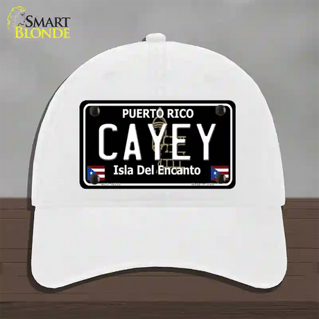 Cayey Puerto Rico Black Novelty License Plate Hat Unconstructed Cotton / White