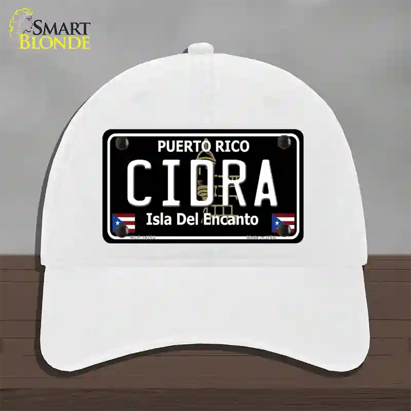 Cidra Puerto Rico Black Novelty License Plate Hat Unconstructed Cotton / White