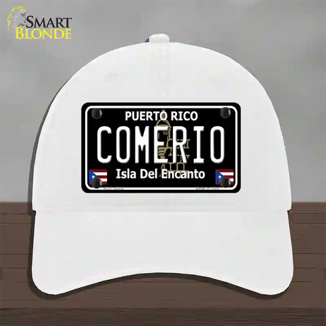 Comerio Puerto Rico Black Novelty License Plate Hat Unconstructed Cotton / White