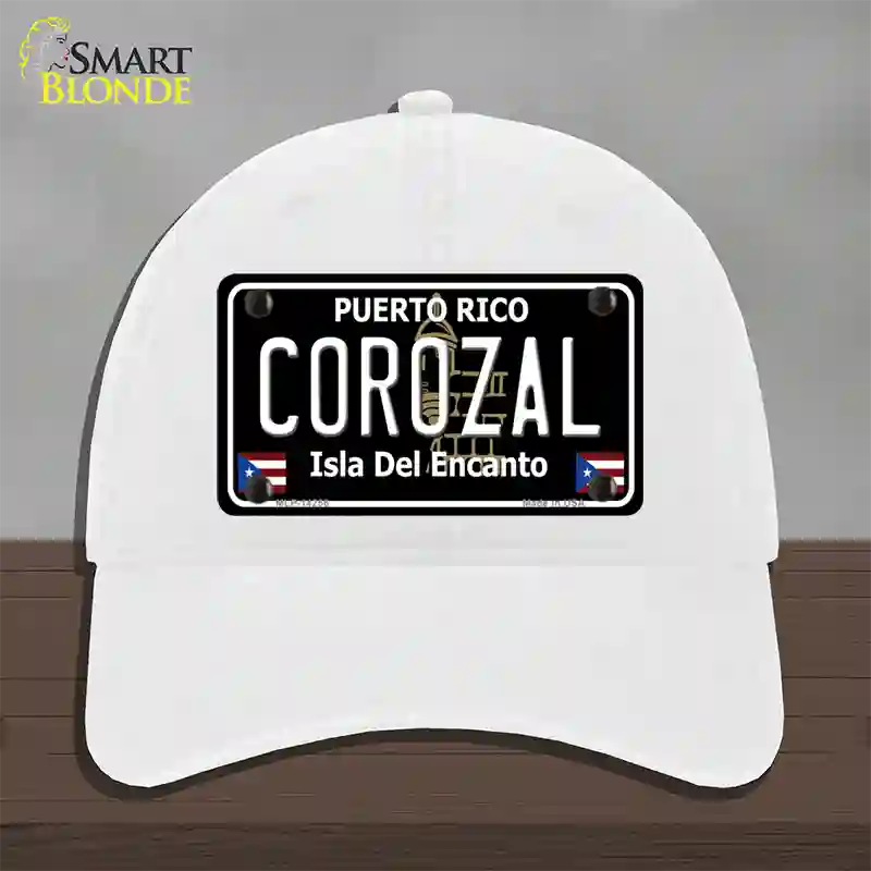 Corozal Puerto Rico Black Novelty License Plate Hat Unconstructed Cotton / White