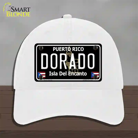 Dorado Puerto Rico Black Novelty License Plate Hat Unconstructed Cotton / White