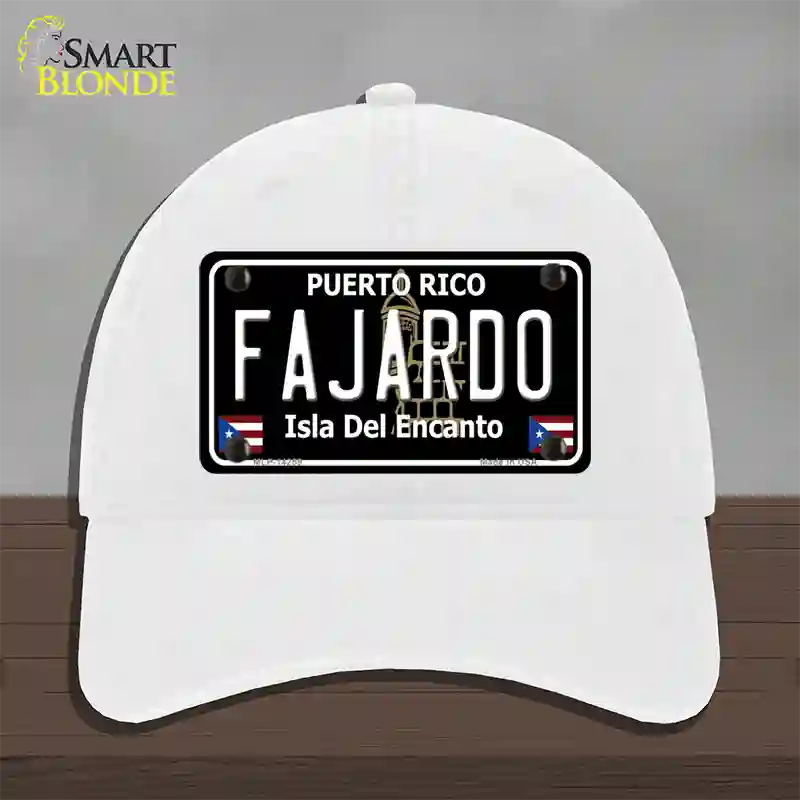 Fajardo Puerto Rico Black Novelty License Plate Hat Unconstructed Cotton / White