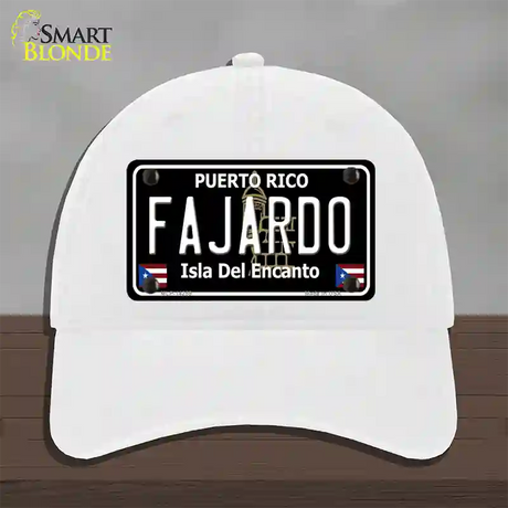 Fajardo Puerto Rico Black Novelty License Plate Hat Unconstructed Cotton / White