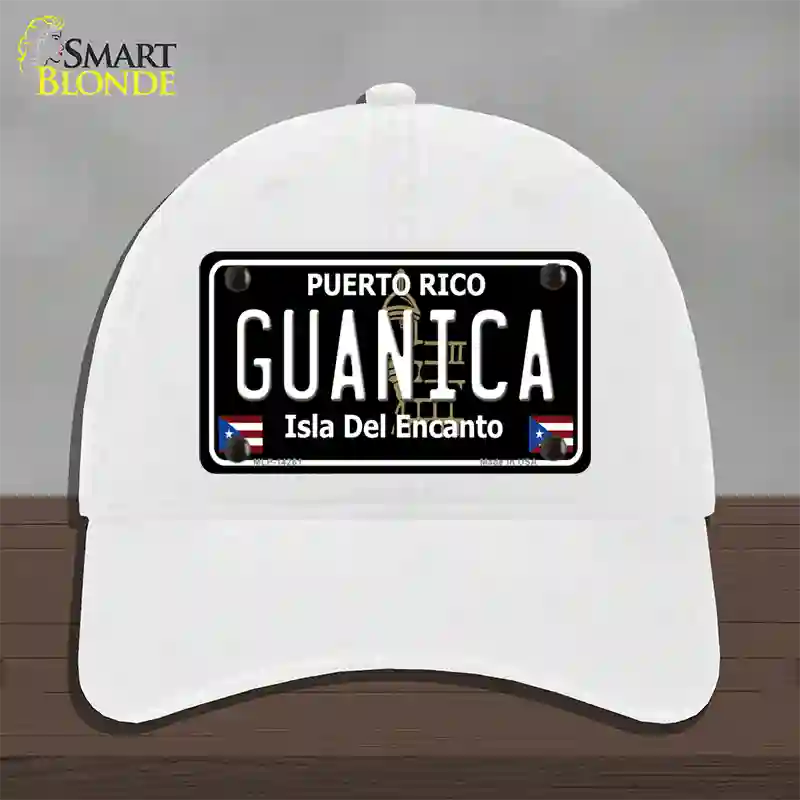 Guanica Puerto Rico Black Novelty License Plate Hat Unconstructed Cotton / White