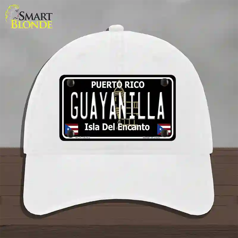 Guayanilla Puerto Rico Black Novelty License Plate Hat Unconstructed Cotton / White